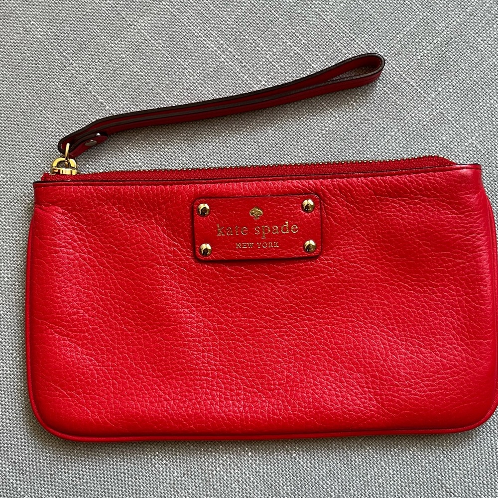 kate spade Red Leather Wristlet Clutch